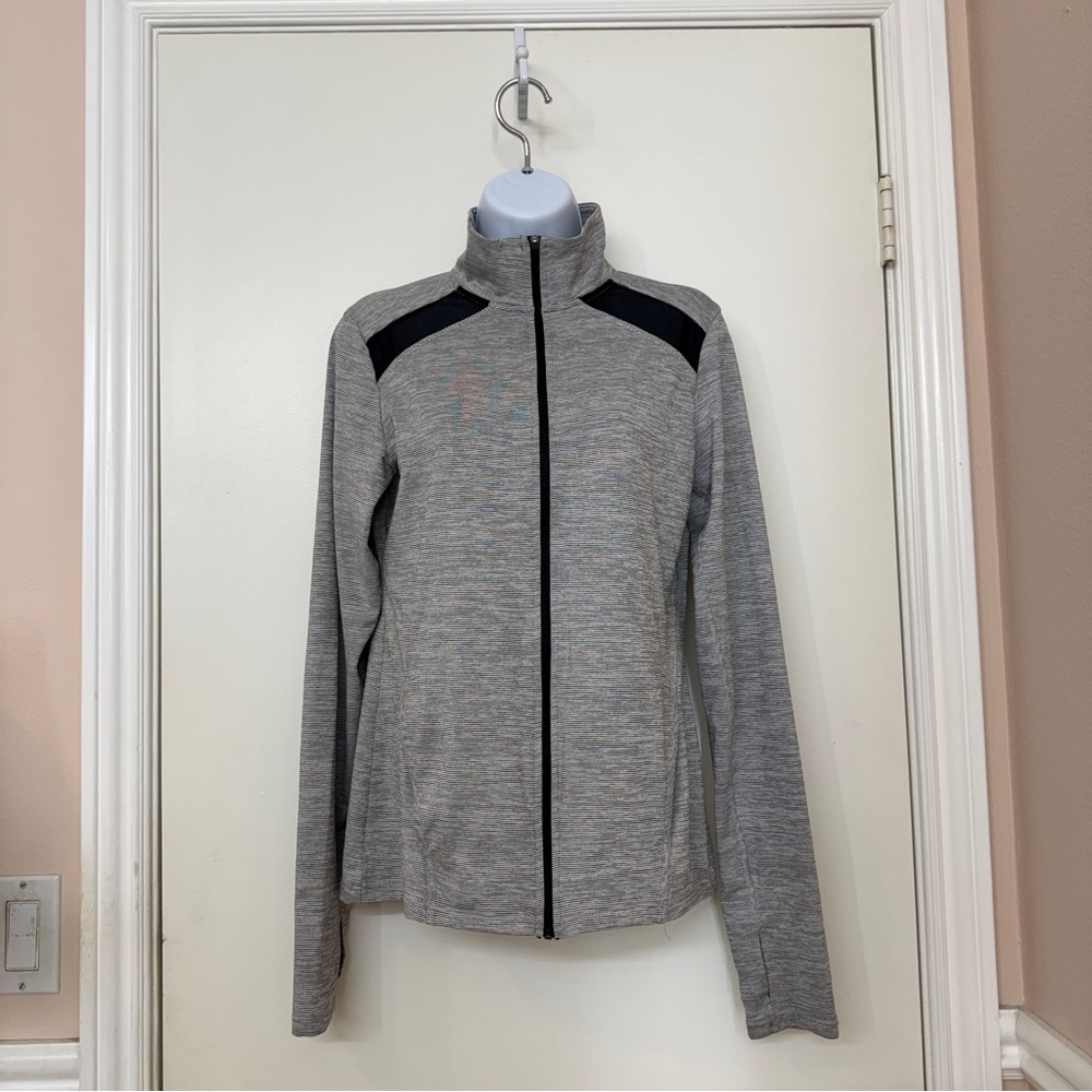 Champion C9 Womens Full Zip Jacket Gray Black Athletic Stretch Running Sz M